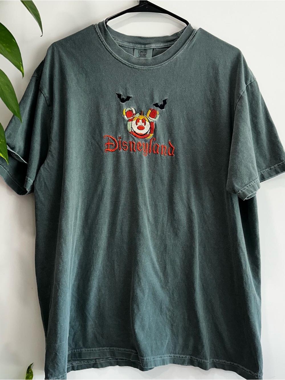 Y2K Comfort Colors Green Disneyland Mickey Mouse Halloween Embroidered Large